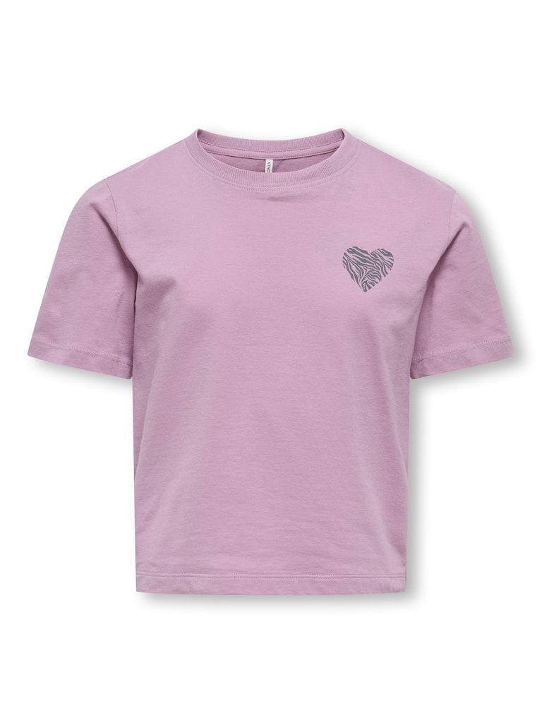 KIDS ONLY Zebra Heart Detail T-Shirt in Mauve