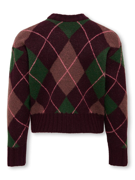 KIDS ONLY Patterned Argyle Jumper in Burgundy