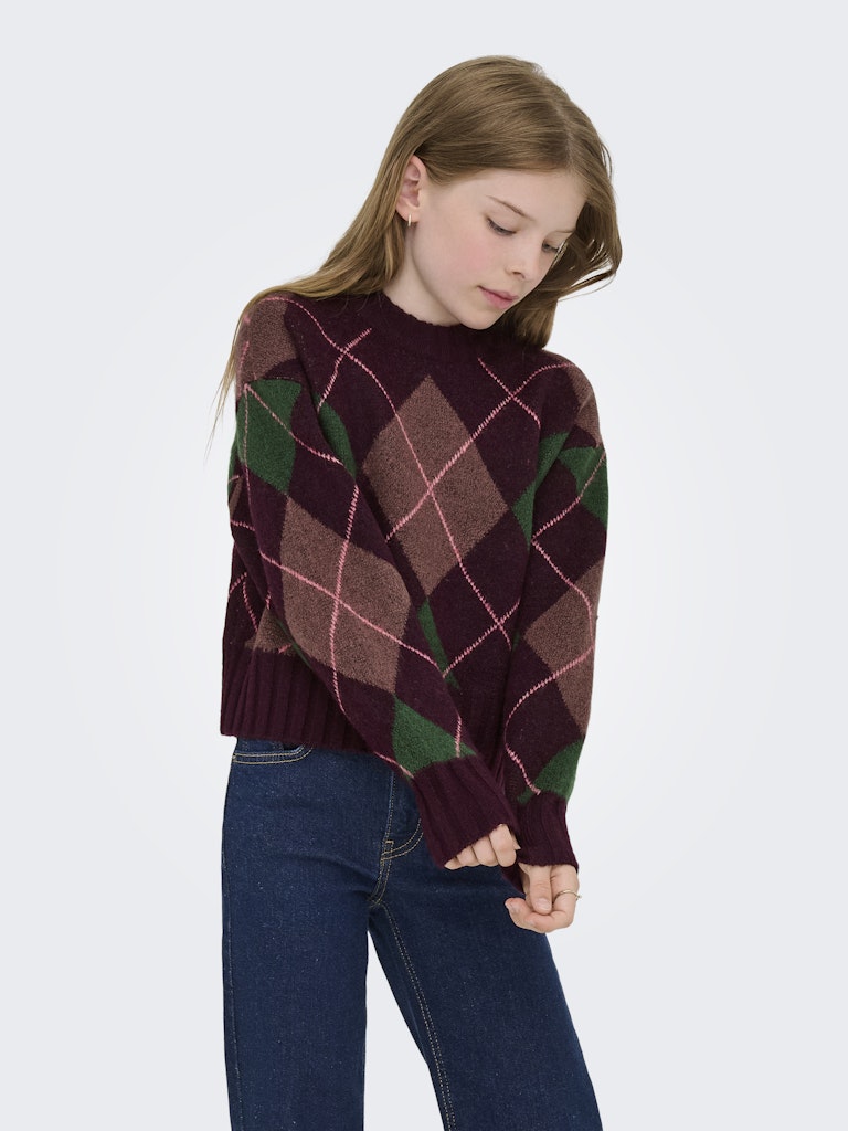 KIDS ONLY Patterned Argyle Jumper in Burgundy