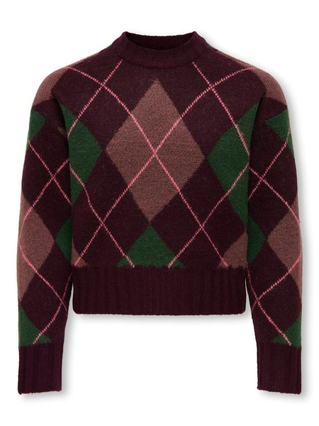 KIDS ONLY Patterned Argyle Jumper in Burgundy