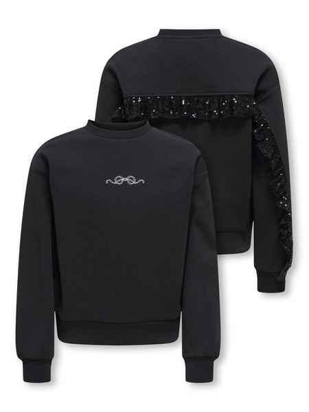 KIDS ONLY Sequin Detail Bow Sweatshirt in Black