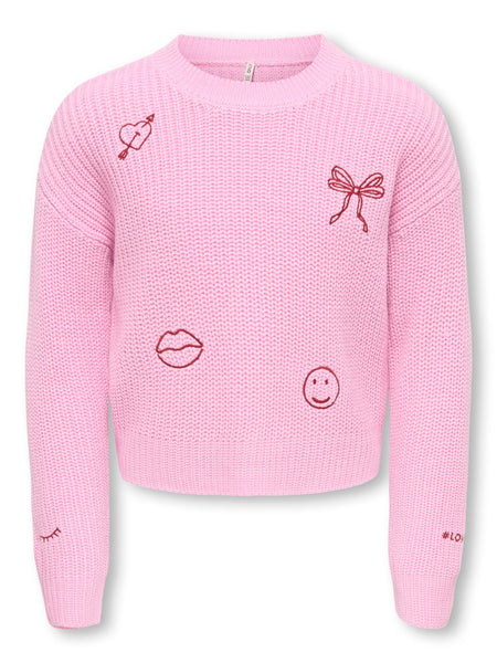 KIDS ONLY Embroidered Detail Knit Jumper in Pink