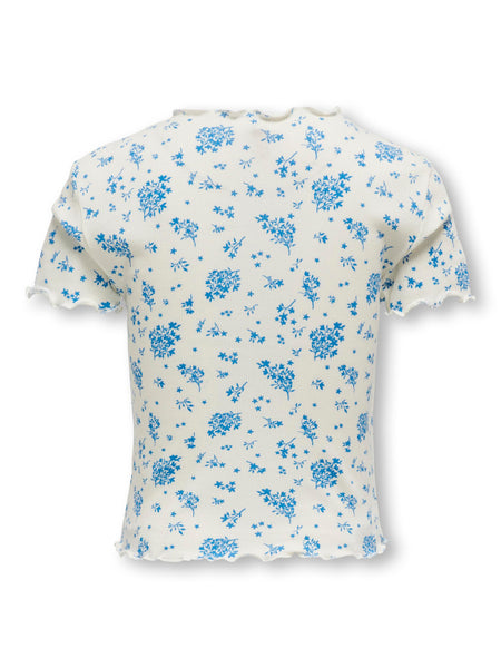 Kids Only Floral Ribbed T-Shirt in White