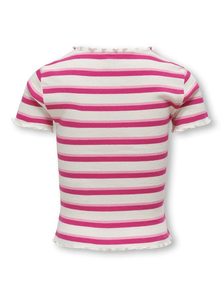 Kids Only Striped Ribbed T-Shirt in Pink