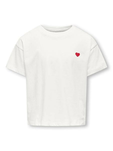 KIDS ONLY Embroidered Heart Detail T-Shirt in White