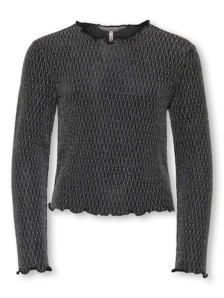 KIDS ONLY Long Sleeve Glitter Top in Black