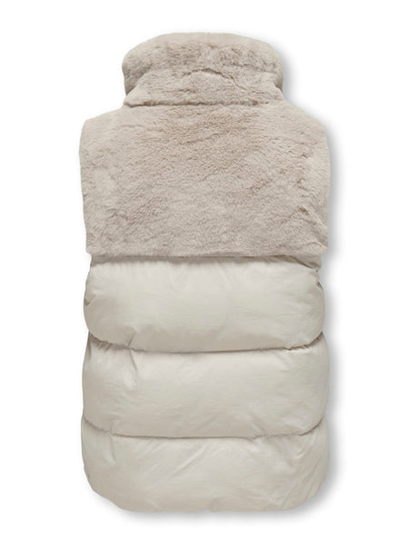 KIDS ONLY Fur Detail Puffer Gilet in Cream