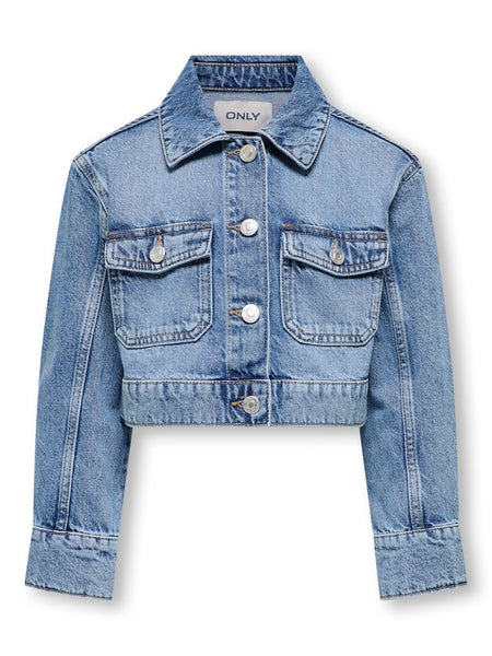 Kids Only Short Denim Jacket in Medium Blue