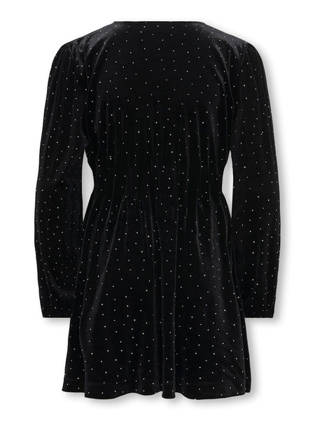 KIDS ONLY Short Velvet Diamante Dress in Black
