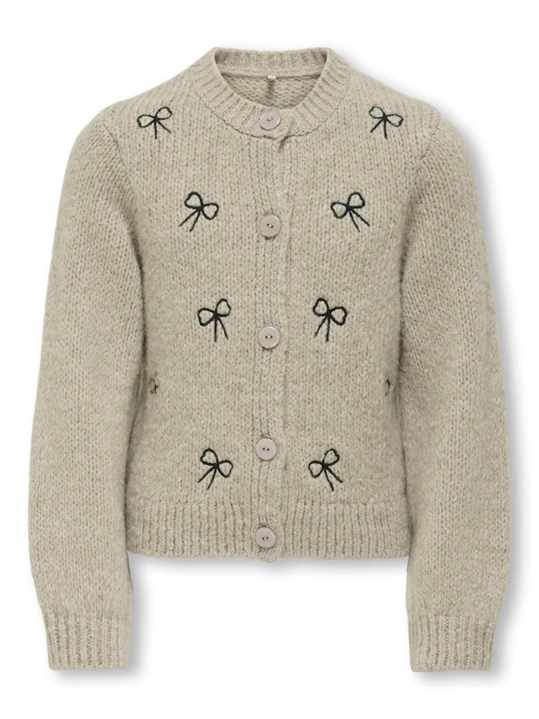 KIDS ONLY Embroidered Bow Cardigan in Beige