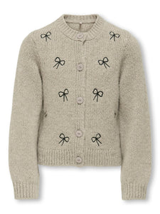 KIDS ONLY Embroidered Bow Cardigan in Beige