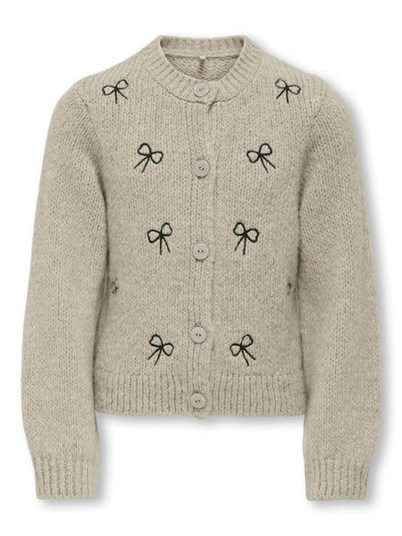 KIDS ONLY Embroidered Bow Cardigan in Beige