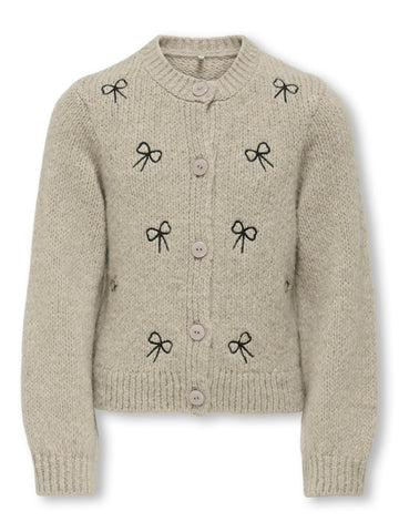 KIDS ONLY Embroidered Bow Cardigan in Beige