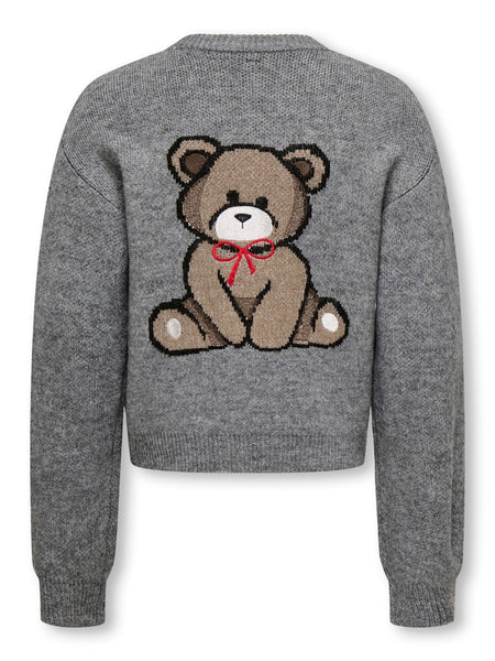 KIDS ONLY Knitted Teddy Print Jumper in Grey