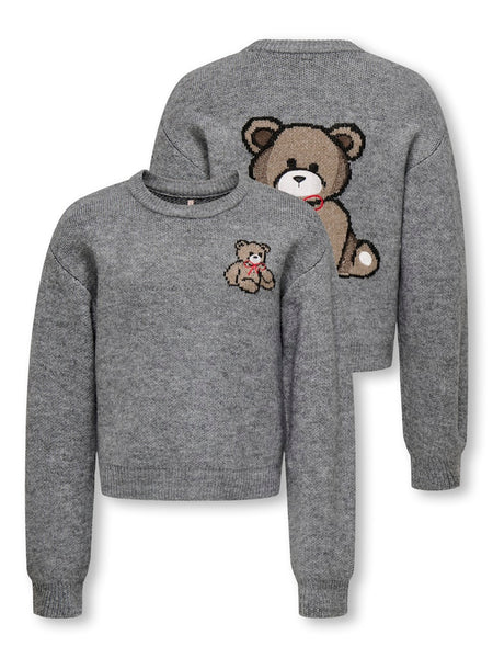 KIDS ONLY Knitted Teddy Print Jumper in Grey