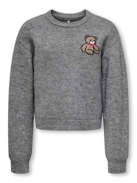 KIDS ONLY Knitted Teddy Print Jumper in Grey