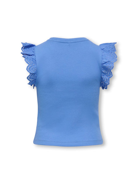 KIDS ONLY Short Sleeve Frill Detail Top in Blue