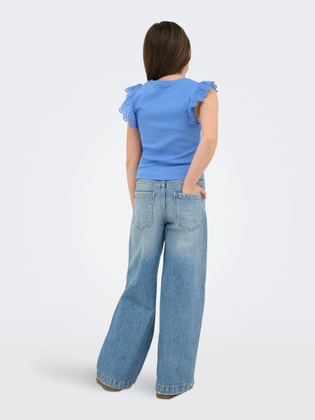 KIDS ONLY Short Sleeve Frill Detail Top in Blue