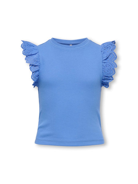 KIDS ONLY Short Sleeve Frill Detail Top in Blue