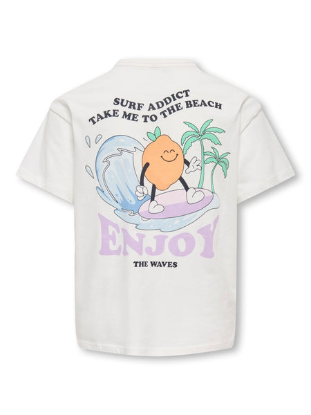 KIDS ONLY Printed "Surf Addict" T-Shirt in Cream