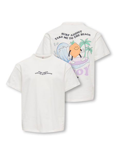 KIDS ONLY Printed "Surf Addict" T-Shirt in Cream
