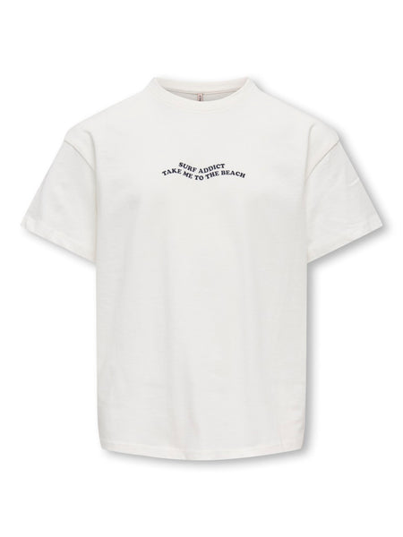 KIDS ONLY Printed "Surf Addict" T-Shirt in Cream