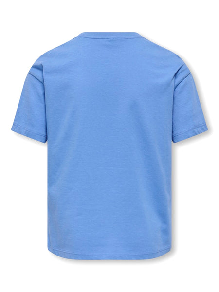 KIDS ONLY Printed "Happy" Loose Fit T-Shirt in Blue