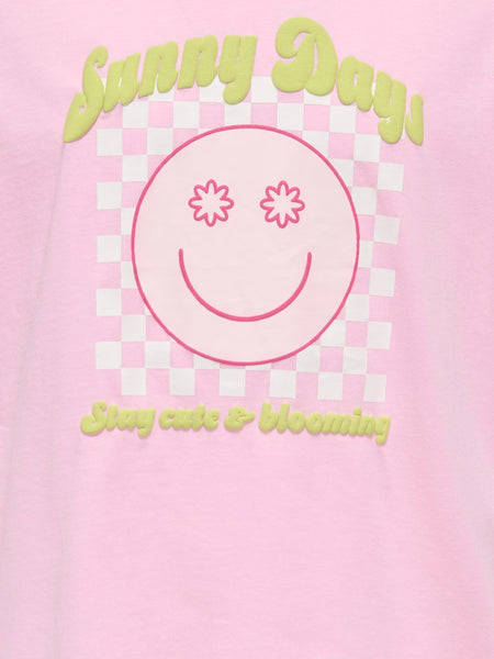 KIDS ONLY Printed "Sunny Days" Loose Fit T-Shirt in Pink