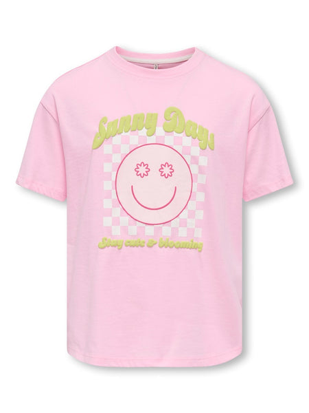 KIDS ONLY Printed "Sunny Days" Loose Fit T-Shirt in Pink