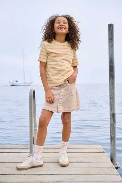 KIDS ONLY Striped "Be Kind" T-Shirt in Yellow