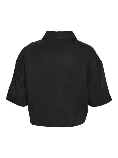 Noisy May Short Sleeve Cropped Shirt in Black