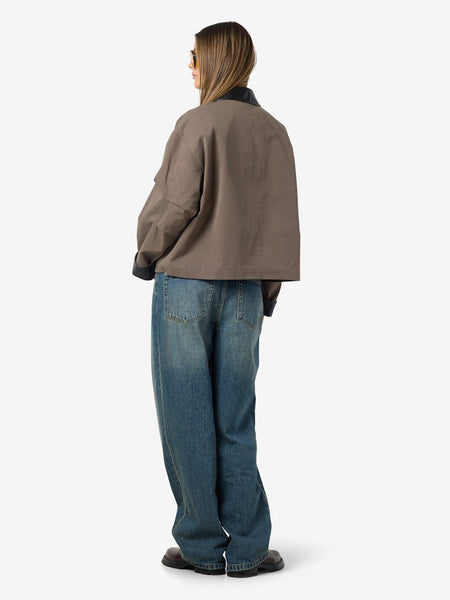 NOISY MAY PU Collar Jacket in Morel Brown