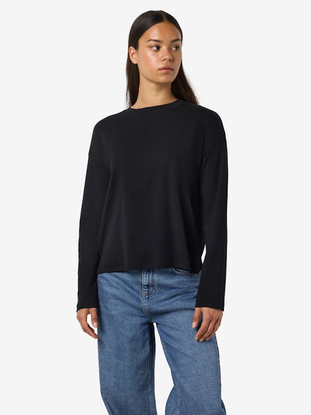 NOISY MAY Long Sleeve Top in Black