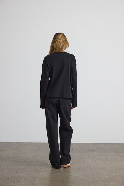 NOISY MAY Long Sleeve Top in Black