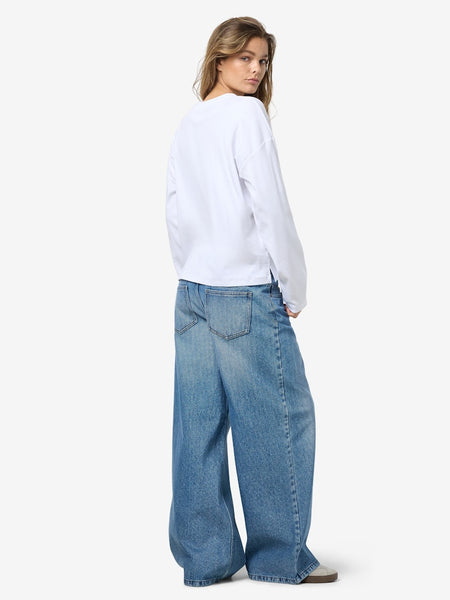 NOISY MAY Long Sleeve Top in White