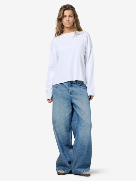 NOISY MAY Long Sleeve Top in White