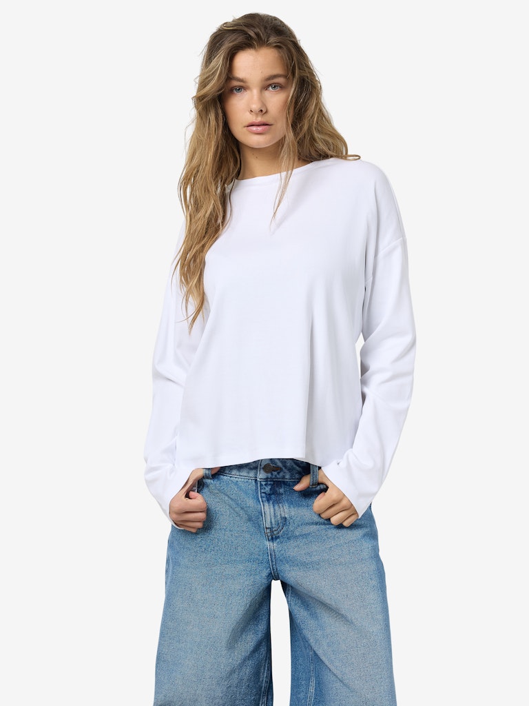 NOISY MAY Long Sleeve Top in White