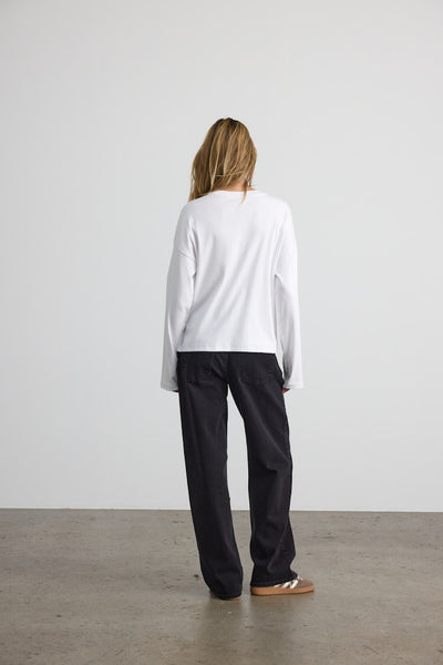 NOISY MAY Long Sleeve Top in White