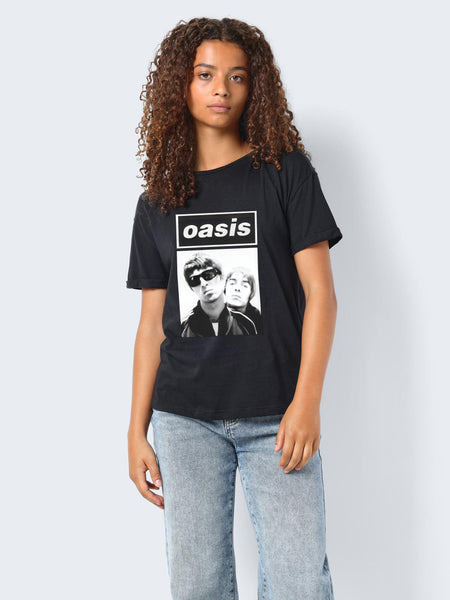 Noisy May Printed Oasis T-Shirt in Black