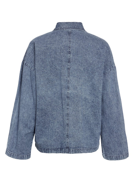 NOISY MAY Oversized Denim Shirt in Medium Blue