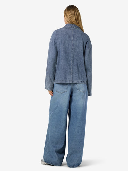 NOISY MAY Oversized Denim Shirt in Medium Blue