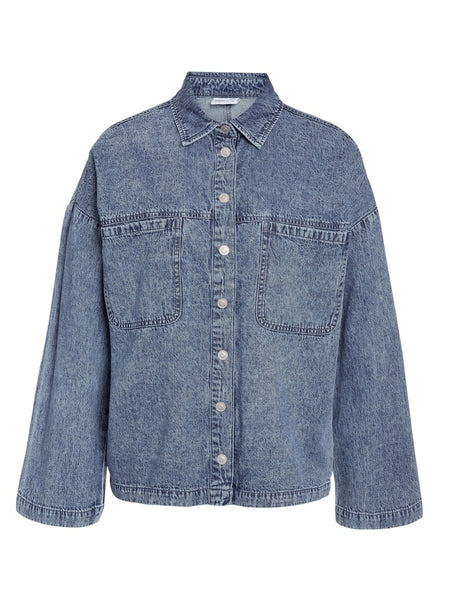NOISY MAY Oversized Denim Shirt in Medium Blue