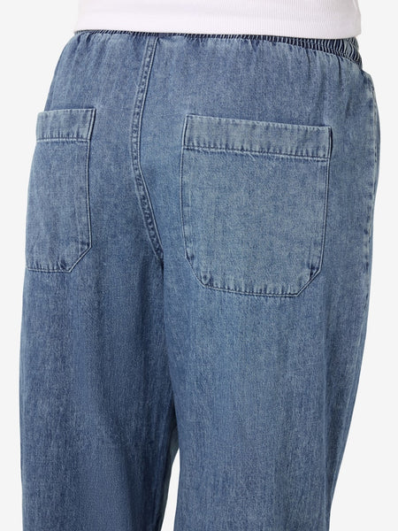 NOISY MAY Wide Leg Denim Trousers in Medium Blue