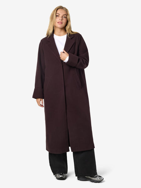 NOISY MAY Long Coat in Plum