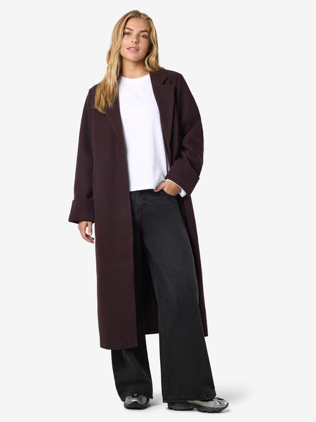 NOISY MAY Long Coat in Plum