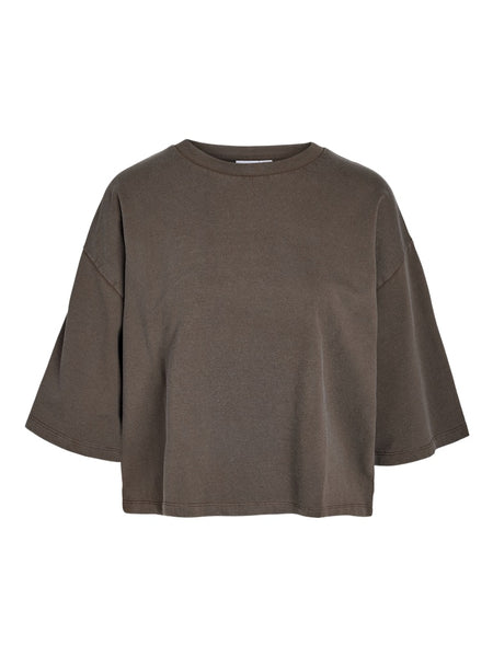 NOISY MAY Boxy T-Shirt in Chocolate