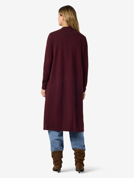 NOISY MAY Long Cardigan in Burgundy