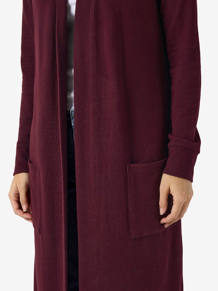 NOISY MAY Long Cardigan in Burgundy