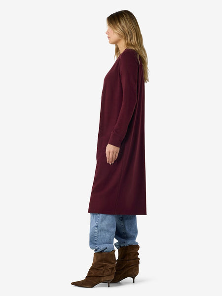 NOISY MAY Long Cardigan in Burgundy