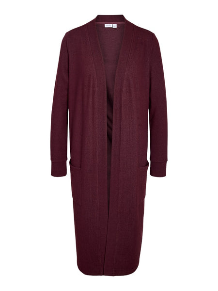 NOISY MAY Long Cardigan in Burgundy